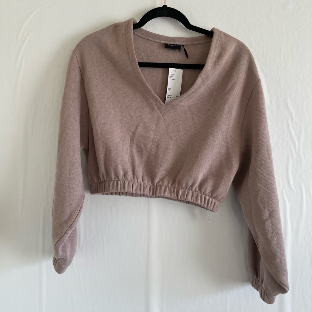 Urban Outfitters Out From Under Gray Vivian V Neck Crop Sweatshirt Size XS - Picture 4 of 10
